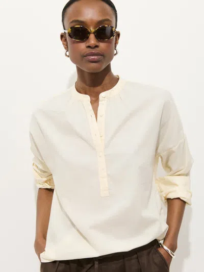 Alex Mill Nina Striped Popover In Cotton Voile In White