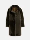 Alex Mill Owen Barry Shearling Dorset Coat In Olive