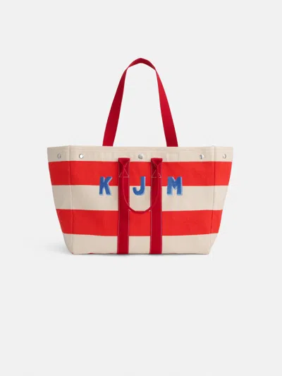 Alex Mill Painted Perfect Striped Weekend Tote In Natural/chili