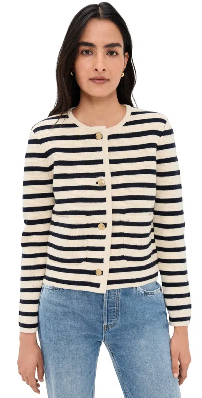 Alex Mill Paris Sweater Jacket Cream/navy In White