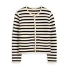 Alex Mill Paris Sweater Jacket In Stripe In Cream,navy Stripe