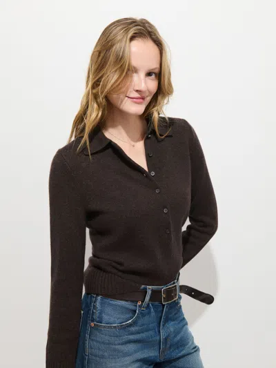 Alex Mill Park Polo In Washed Cashmere In Espresso