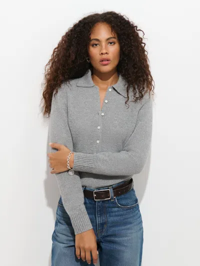 Alex Mill Park Polo In Washed Cashmere In Heather Grey
