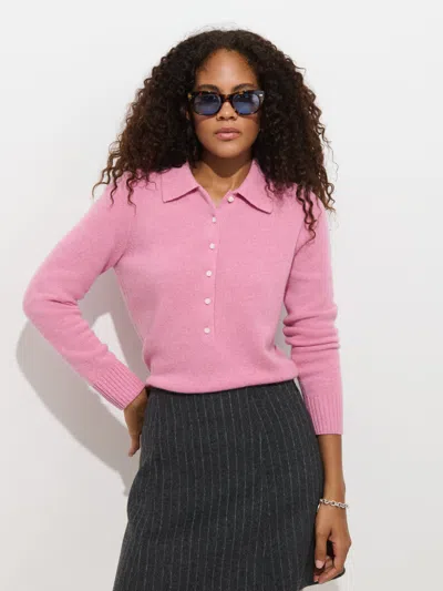 Alex Mill Park Polo In Washed Cashmere In Pink