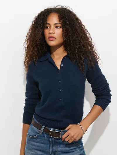 Alex Mill Park Polo In Washed Cashmere In Navy