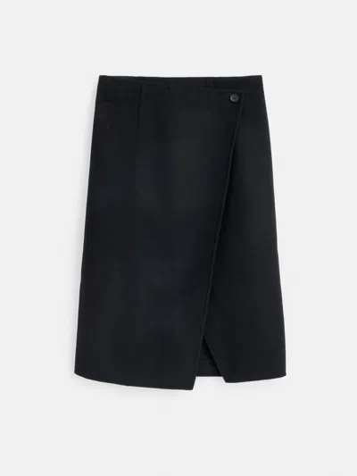 Alex Mill Parker Midi Skirt In Double Face Wool In Rich Black