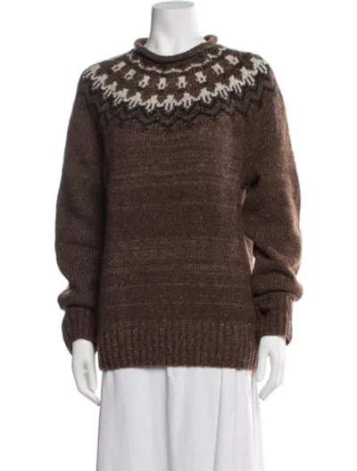 Pre-owned Alex Mill Patterned Crew Neck Sweater In Brown
