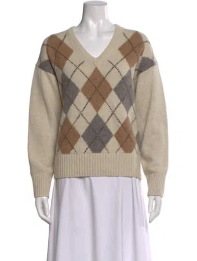 Pre-owned Alex Mill Patterned V-neck Sweater In Neutral