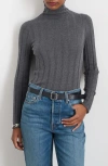 Alex Mill Payton Cotton & Cashmere Mock Neck Knit Top In Heather Grey