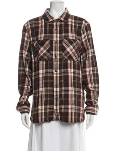 Pre-owned Alex Mill Plaid Print Evening Jacket In Brown