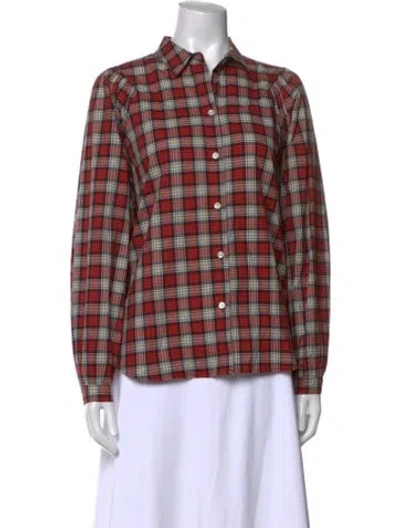 Pre-owned Alex Mill Plaid Print Long Sleeve Button-up Top In Black