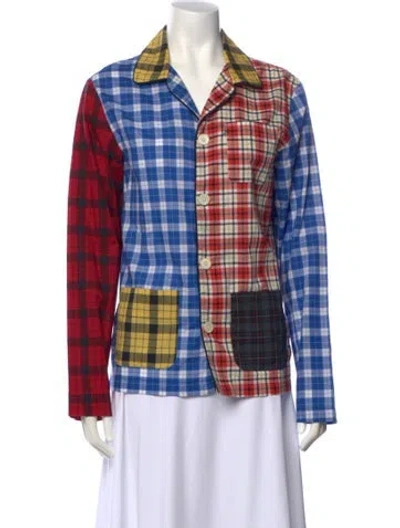 Pre-owned Alex Mill Plaid Print Long Sleeve Button-up Top In Blue