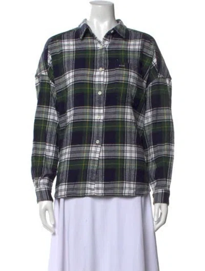 Pre-owned Alex Mill Plaid Print Long Sleeve Button-up Top In Blue