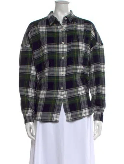 Pre-owned Alex Mill Plaid Print Long Sleeve Button-up Top In Blue