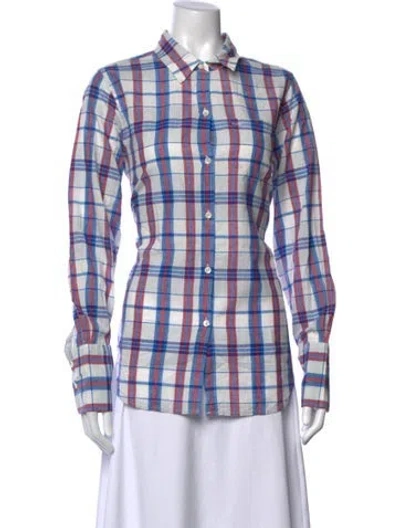 Pre-owned Alex Mill Plaid Print Long Sleeve Button-up Top In Multi