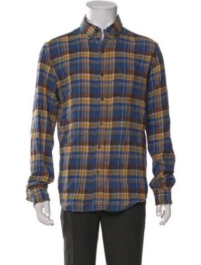 Pre-owned Alex Mill Plaid Print Long Sleeve Shirt In Blue