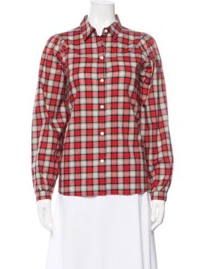 Pre-owned Alex Mill Plaid Print Long Sleeve Top In Multi