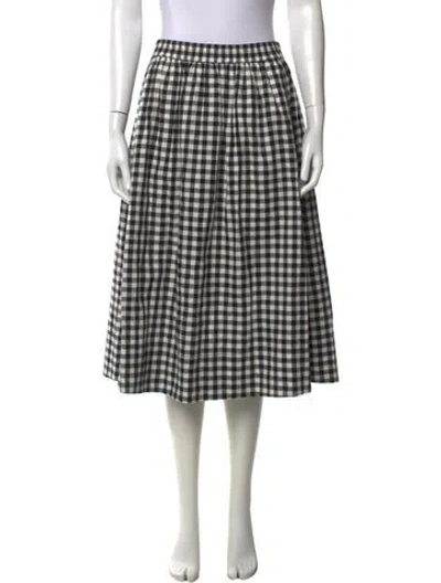 Pre-owned Alex Mill Plaid Print Midi Length Skirt In Black/white