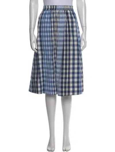 Pre-owned Alex Mill Plaid Print Midi Length Skirt In Blue