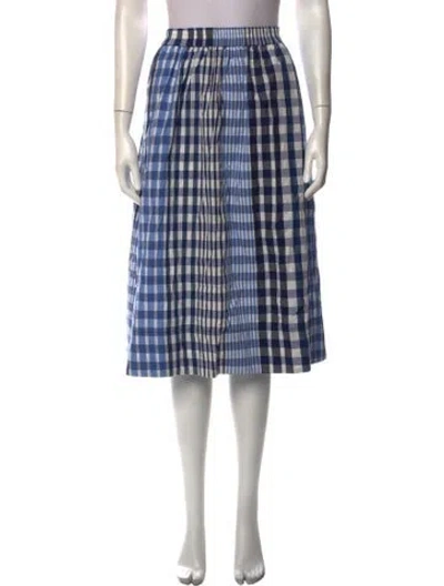Pre-owned Alex Mill Plaid Print Midi Length Skirt In Blue