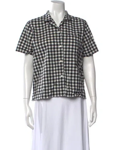 Pre-owned Alex Mill Plaid Print Short Sleeve Button-up Top In Multi