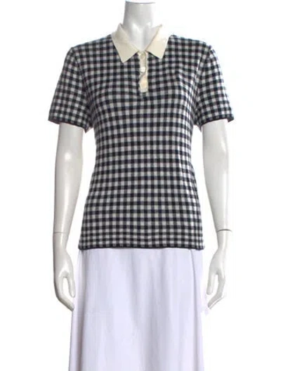 Pre-owned Alex Mill Plaid Print Short Sleeve Polo In Blue