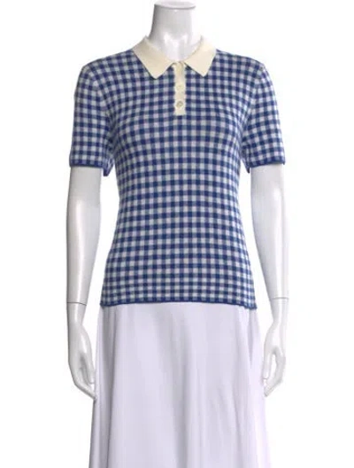 Pre-owned Alex Mill Plaid Print Short Sleeve Polo In Blue