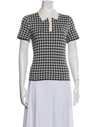 Pre-owned Alex Mill Plaid Print Short Sleeve Polo In Blue/white