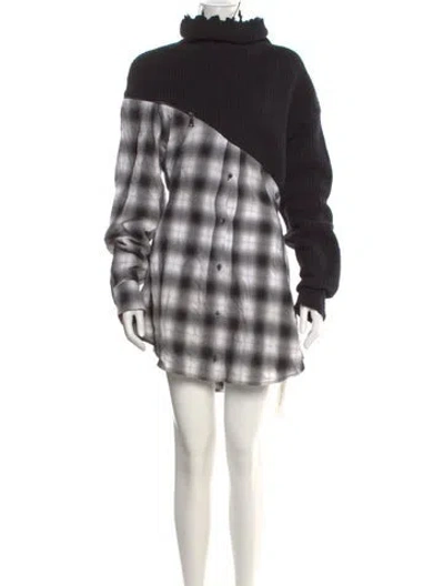 Pre-owned Alex Mill Plaid Print Turtleneck Sweater In Black