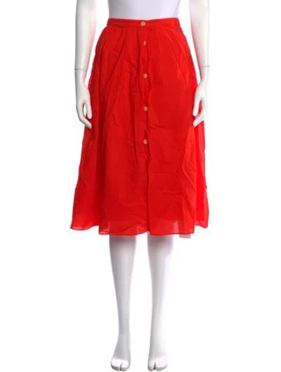 Pre-owned Alex Mill Pleated Accents Knee-length Skirt In Red
