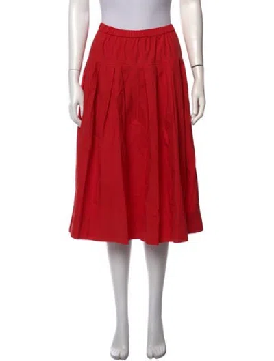 Pre-owned Alex Mill Pleated Accents Midi Length Skirt In Red