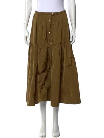 Pre-owned Alex Mill Pleated Accents Midi Length Skirt W/ Tags In Brown