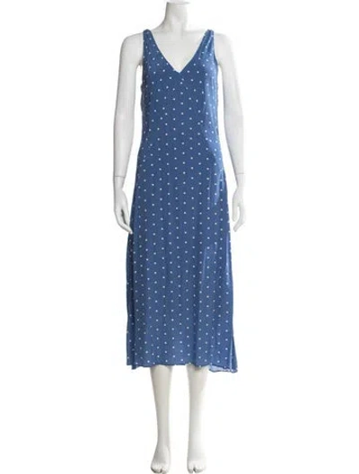 Pre-owned Alex Mill Polka Dot Print Midi Length Dress In Blue