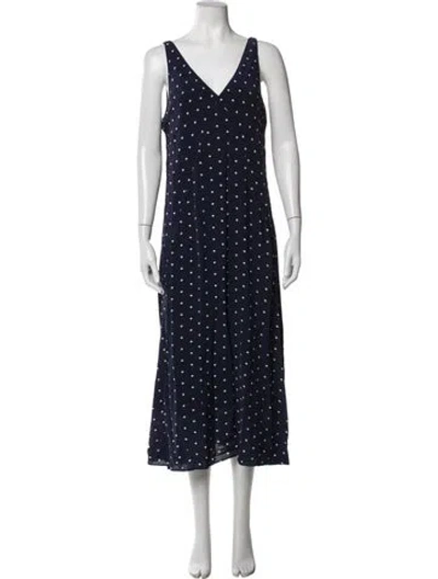 Pre-owned Alex Mill Polka Dot Print Midi Length Dress In Blue