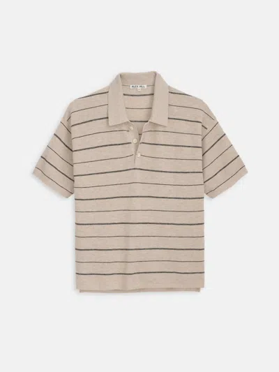 Alex Mill Polo Stripe Sweater In Cotton Linen In Brown