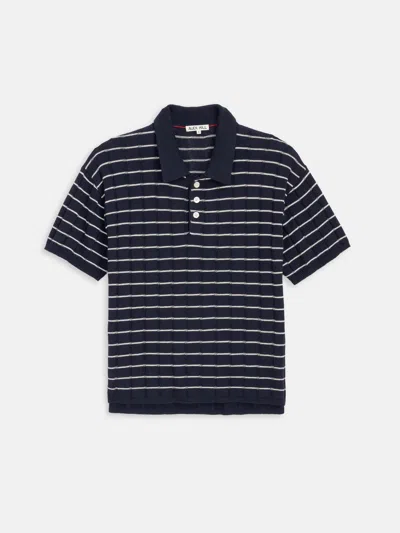 Alex Mill Polo Stripe Sweater In Wide Rib In Black