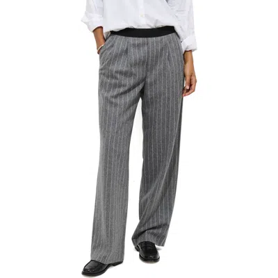 Alex Mill Primrose Pinstripe Pleated Wool Pull-on Trousers In Gray