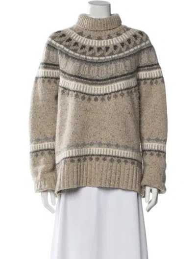 Pre-owned Alex Mill Printed Turtleneck Sweater In Neutral