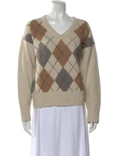 Pre-owned Alex Mill Printed V-neck Sweater In Neutral