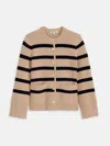 Alex Mill Provence Stripe Sweater Jacket In Cotton Cashmere In Cornsilk/navy