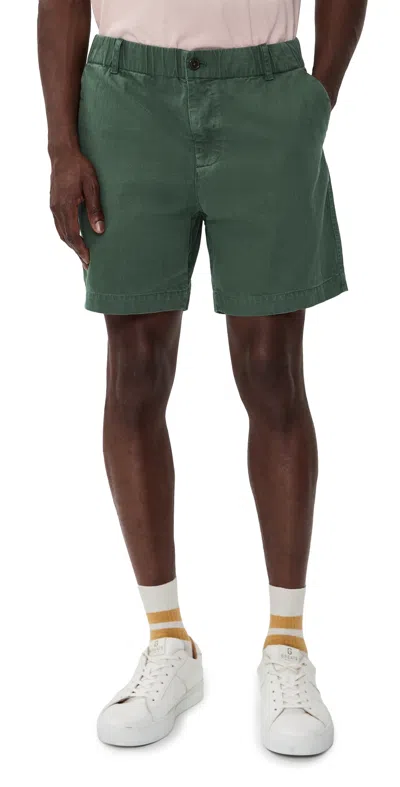 Alex Mill Pull On Shorts In Cotton Herringbone Faded Cypress In Green