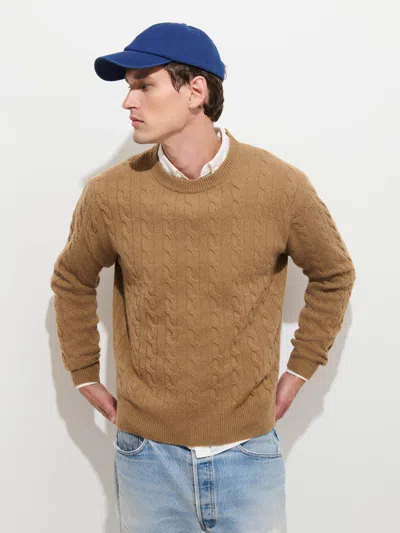 Alex Mill Redford Cable Sweater In Washed Cashmere In Brown