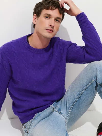 Alex Mill Redford Cable Sweater In Washed Cashmere In Purple