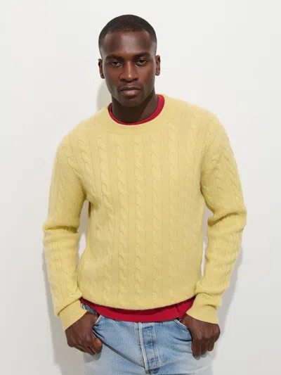 Alex Mill Redford Cable Sweater In Washed Cashmere In Yellow