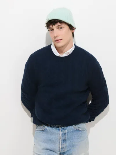 Alex Mill Redford Cable Sweater In Washed Cashmere In Navy