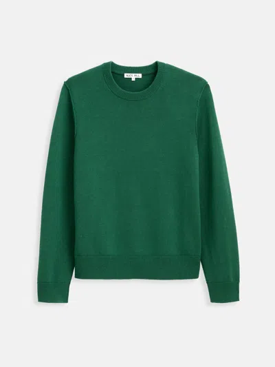 Alex Mill Reverse Seam Crew In Wool Cotton In Green
