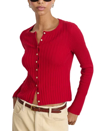 Alex Mill Ribbed Cashmere Cardigan Sweater In Crimson