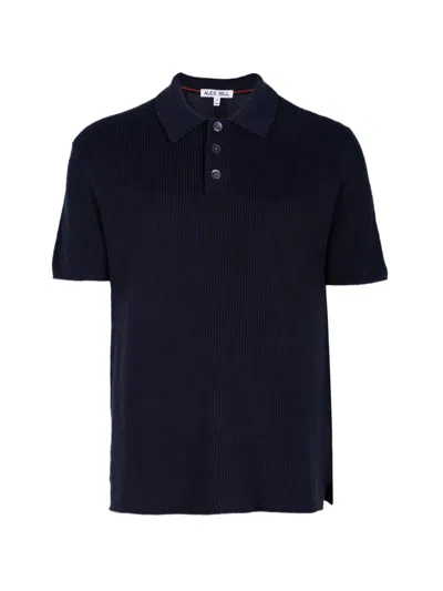 Alex Mill Ribbed-knit Polo Shirt In Blue