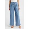 Alex Mill Riley Tie Waist Wide Leg Chambray Pants In Blue