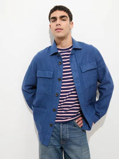 Alex Mill Riviera Work Jacket In Linen In Blue